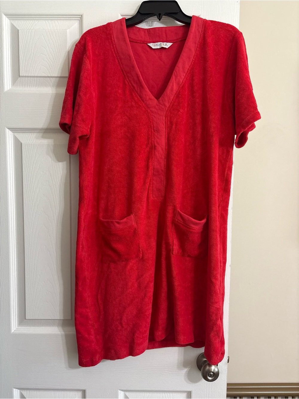 Red Women's Terry Swim Coverup with Front Pockets Size XL